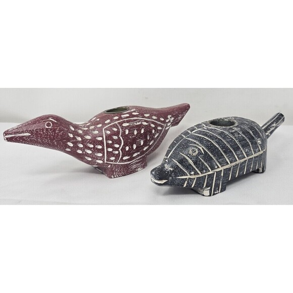 Pottery Barn Other - Vintage Pottery Barn Candle Holders Hand Carved Painted Wood Animals Birds Set